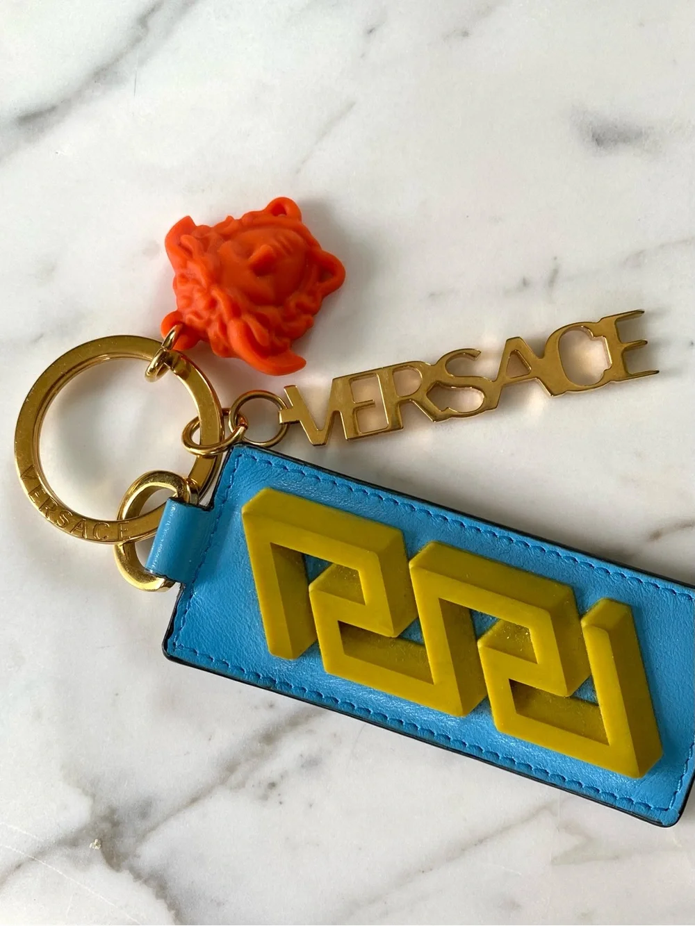 Versace blue leather